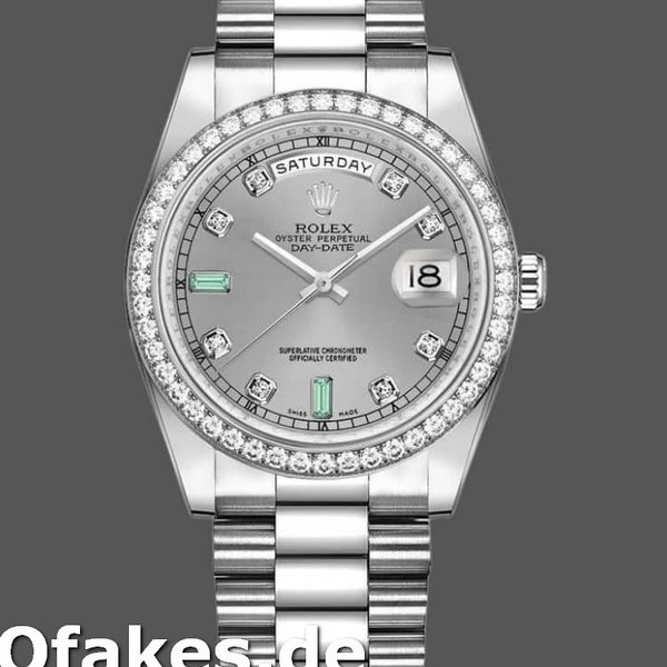 Super Clone Unisex's Rolex Day-Date 36mm Unisex-118346-Rhodium Grey Dial Rhodium Grey