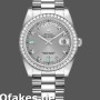 Super Clone Unisex's Rolex Day-Date 36mm Unisex-118346-Rhodium Grey Dial Rhodium Grey