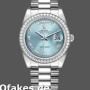 Super Clone Unisex's Rolex Day-Date 36mm Unisex-118346-Roman-Ice Blue Dial Ice Blue