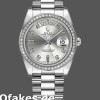 Super Clone Unisex's Rolex Day-Date 36mm Unisex-118346-Silver Dial-Diamond Silver