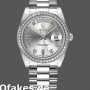Super Clone Unisex's Rolex Day-Date 36mm Unisex-118346-Silver Dial-Diamond Silver