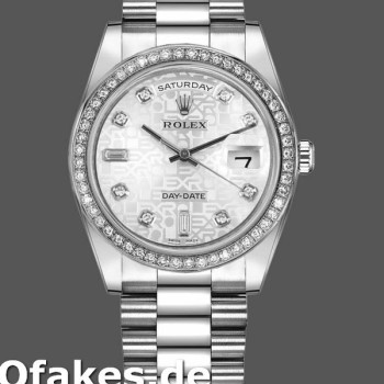 Super Clone Unisex's Rolex Day-Date 36mm Unisex-118346-Silver Jubilee Diamond Dial <span style=