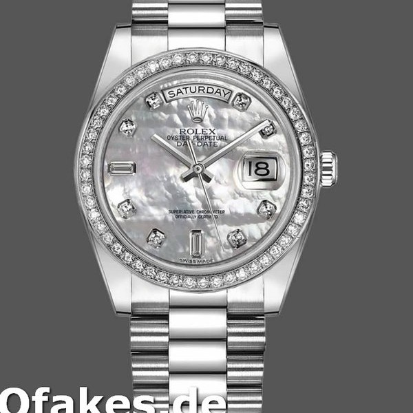 Super Clone Unisex's Rolex Day-Date 36mm Unisex-118346-White MOP Dial MOP