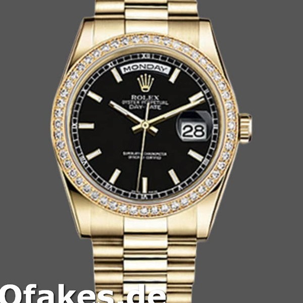 Super Clone Unisex's Rolex Day-Date 36mm Unisex-118348-Black Dial Black<br />