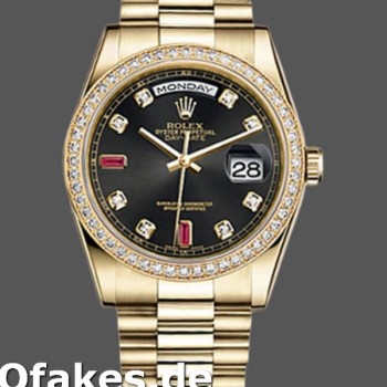 Super Clone Unisex's Rolex Day-Date 36mm Unisex-118348-Black Diamond Dial Black<br />