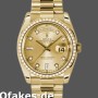 Super Clone Men's Rolex Day-Date 36mm Unisex-118348-Champagne Diamond Dial-Yellow Gold Champagne