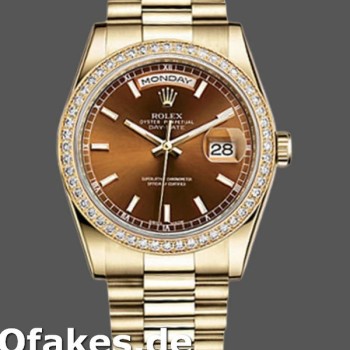 Super Clone Unisex's Rolex Day-Date 36mm Unisex-118348-Chocolate Brown Dial-Yellow Gold Chocolate Brown<br />