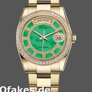 Super Clone Unisex's Rolex Day-Date 36mm Unisex-118348-Green Dial-Yellow Gold Green
