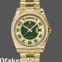Super Clone Unisex's Rolex Day-Date 36mm Unisex-118348-Green Diamond Dial-Yellow Gold Green