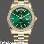 Super Clone Unisex's Rolex Day-Date 36mm Unisex-118348-Green Index Dial-Yellow Gold Green