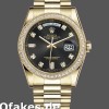Super Clone Unisex's Rolex Day-Date 36mm Unisex-118348-Yellow Gold-Black Diamond Dial Black<br />
