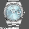 Super Clone Unisex's Rolex Day-Date 36mm Unisex-118366-Ice Blue Dial-Diamond Bezel Ice Blue