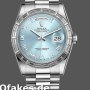 Super Clone Unisex's Rolex Day-Date 36mm Unisex-118366-Ice Blue Dial-Diamond Bezel Ice Blue
