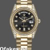 Super Clone Unisex's Rolex Day-Date 36mm Unisex-118388-Black Diamond Dial Black<br />