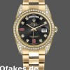 Super Clone Unisex's Rolex Day-Date 36mm Unisex-118388-Black Diamond-Rubies Dial Black