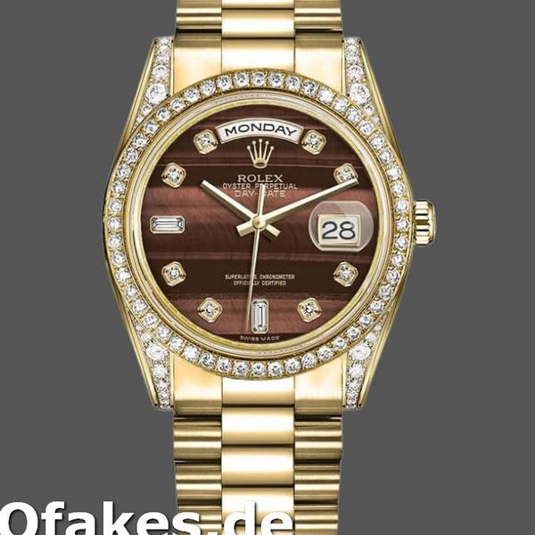 Super Clone Unisex's Rolex Day-Date 36mm Unisex-118388-Bull's Eye-Brown Dial Brown<br />