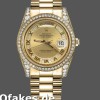 Super Clone Unisex's Rolex Day-Date 36mm Unisex-118388-Champagne Diamond Dial-Yellow Gold Champagne