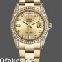Super Clone Unisex's Rolex Day-Date 36mm Unisex-118388-Diamond Bezel-Champagne Dial Champagne