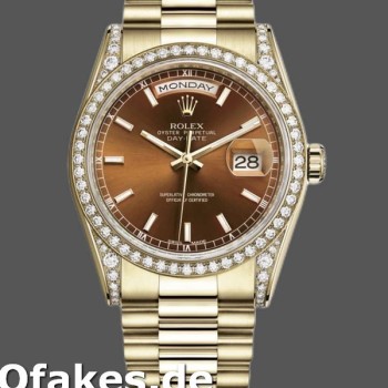 Super Clone Unisex's Rolex Day-Date 36mm Unisex-118388-Diamond Bezel-Chocolate Brown Dial Chocolate Brown&nbsp;<br />