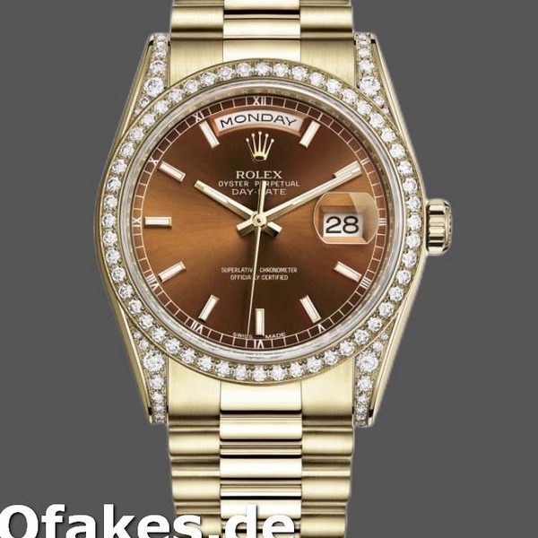 Super Clone Unisex's Rolex Day-Date 36mm Unisex-118388-Diamond Bezel-Chocolate Brown Dial Chocolate Brown&nbsp;<br />