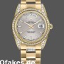 Super Clone Unisex's Rolex Day-Date 36mm Unisex-118388-Diamond Bezel-Silver Index Dial Silver
