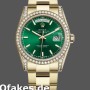 Super Clone Unisex's Rolex Day-Date 36mm Unisex-118388-Diamond Dezel-Green Index Dial Green