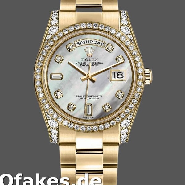 Super Clone Unisex's Rolex Day-Date 36mm Unisex-118388-White MOP-Diamond Dial MOP