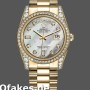 Super Clone Unisex's Rolex Day-Date 36mm Unisex-118388-White Mother-Of-Pearl-Diamond Dial MOP