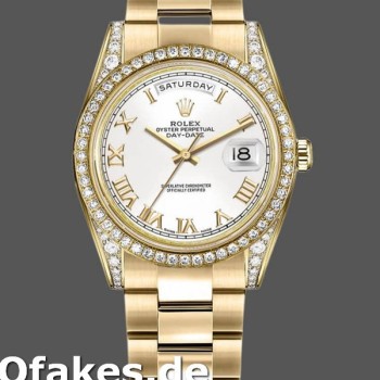Super Clone Unisex's Rolex Day-Date 36mm Unisex-118388-White Roman Numeral Dial White<br />