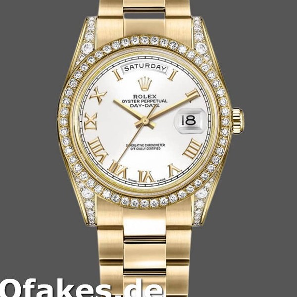 Super Clone Unisex's Rolex Day-Date 36mm Unisex-118388-White Roman Numeral Dial White<br />