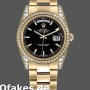 Super Clone Unisex's Rolex Day-Date 36mm Unisex-118388-Yellow Gold-Black Index Dial Black