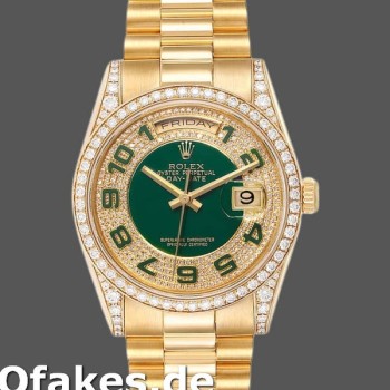 Super Clone Unisex's Rolex Day-Date 36mm Unisex-118388-Yellow Gold-Green Enamel Diamond Dial Green&nbsp;<br />