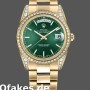 Super Clone Unisex's Rolex Day-Date 36mm Unisex-118388-Yellow Gold-Green Index Dial Green