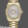 Super Clone Unisex's Rolex Day-Date 36mm Unisex-118388-Yellow Gold-Silver Index Dial Silver