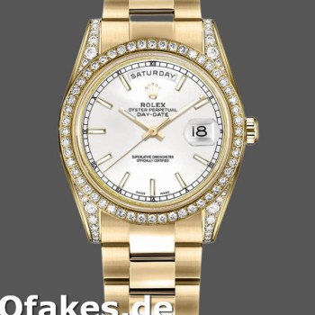 Super Clone Unisex's Rolex Day-Date 36mm Unisex-118388-Yellow Gold-White Dial White<br />