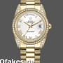 Super Clone Unisex's Rolex Day-Date 36mm Unisex-118388-Yellow Gold-White Roman Numeral Dial White<br />