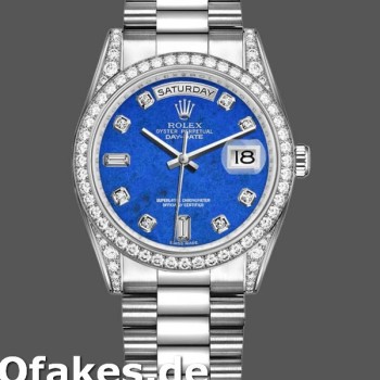 Super Clone Unisex's Rolex Day-Date 36mm Unisex-118389-Diamond Bezel-Lapis Lazuli Blue Dial Blue<br />