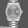 Super Clone Unisex's Rolex Day-Date 36mm Unisex-118389-Rhodium Grey Roman Numeral Dial Rhodium Grey<br />