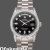 Super Clone Unisex's Rolex Day-Date 36mm Unisex-118389-White Gold-Black Diamond Dial Black<br />
