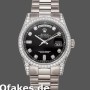Super Clone Unisex's Rolex Day-Date 36mm Unisex-118389-White Gold-Black Diamond Dial Black<br />