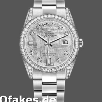 Super Clone Unisex's Rolex Day-Date 36mm Unisex-118389-White Gold-Meteorite Grey Dial Meteorite<br />