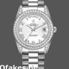 Super Clone Unisex's Rolex Day-Date 36mm Unisex-118389-White Gold-White Roman Numeral Dial White