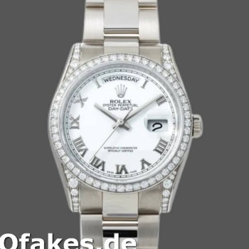 Super Clone Unisex's Rolex Day-Date 36mm Unisex-118389-White Roman Numeral Dial White