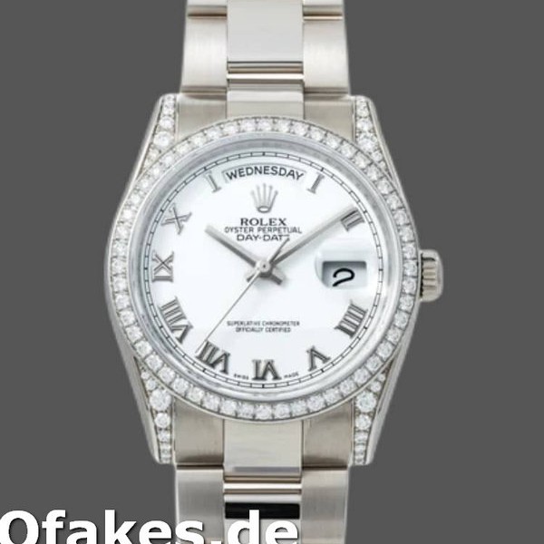 Super Clone Unisex's Rolex Day-Date 36mm Unisex-118389-White Roman Numeral Dial White
