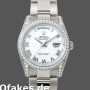Super Clone Unisex's Rolex Day-Date 36mm Unisex-118389-White Roman Numeral Dial White