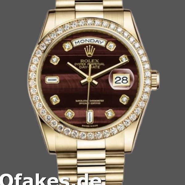 Super Clone Unisex's Rolex Day-Date 36mm Unisex-118398-Bulls Eye-Brown Diamond Dial Brown<br />