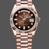 Super Clone Unisex's Rolex Day-Date 36mm Unisex-128235-Everose Gold-Brown Ombre Diamond Dial Brown