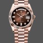 Super Clone Unisex's Rolex Day-Date 36mm Unisex-128235-Everose Gold-Brown Ombre Diamond Dial Brown
