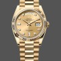 Super Clone Unisex's Rolex Day-Date 36mm Unisex-128238 0008-Fluted Bezel-Champagne Diamond Dial Champagne