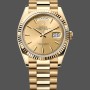 Super Clone Unisex's Rolex Day-Date 36mm Unisex-128238-Fluted Bezel-Champagne Index Dial Champagne